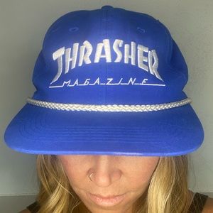 THRASHER skateboard Rope SnapBack Royal Blue & White hat